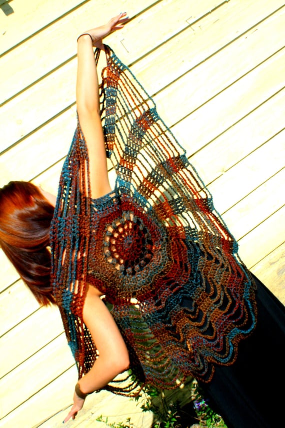 Earth Child Crochet Spider Web / Circle Vest / Bohemian / Hippie Vest