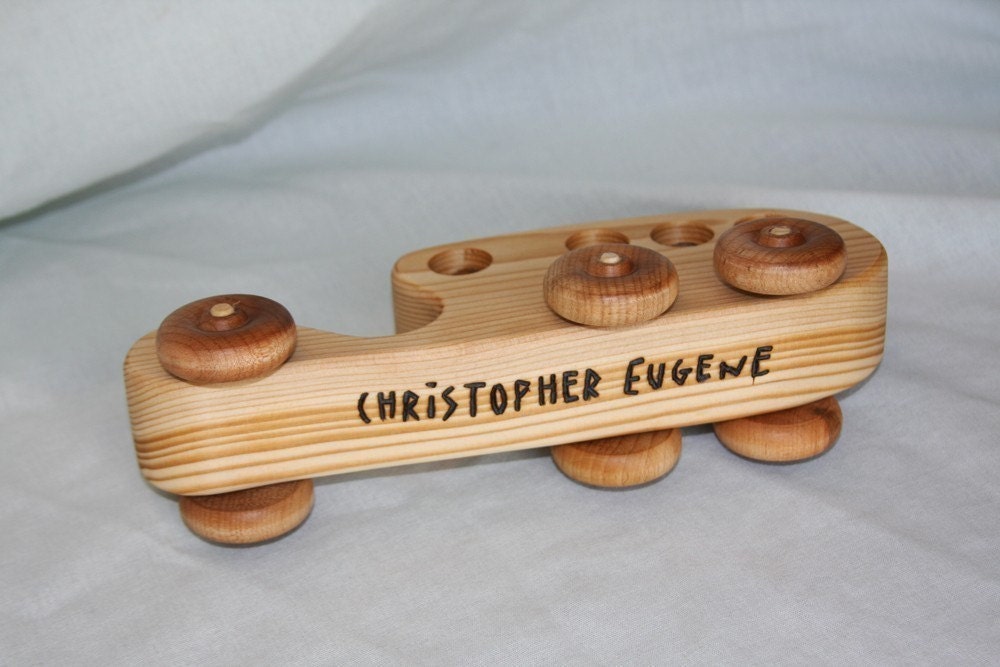 Wooden Toy Bus Organic Walnut Passenger Car Kids Gift