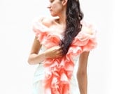 Felted ruffled scarf coral pink felted boa salmon pale pink peach blush  MADE TO ORDER