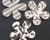 Paper Flowers, Large Paper Flowers, Die Cuts, Scrapbooking or Cardmaking Embellishment, Black and White Patterned or Choose Your Color