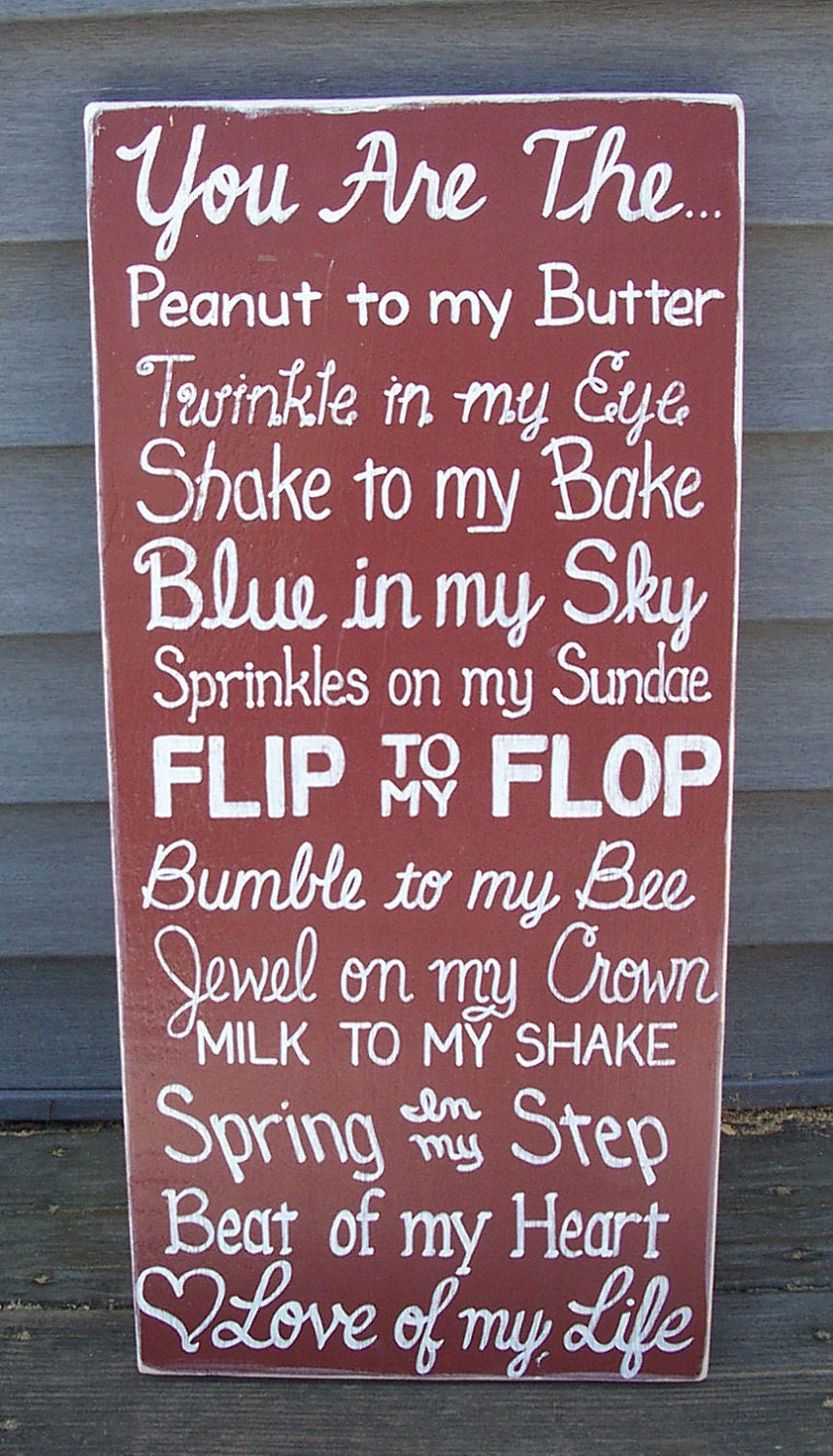 You are the Love of My Life SIGN Subway Distressed Brown White Handmade Hand-painted Wooden 12x24 WHAGN Made to Order