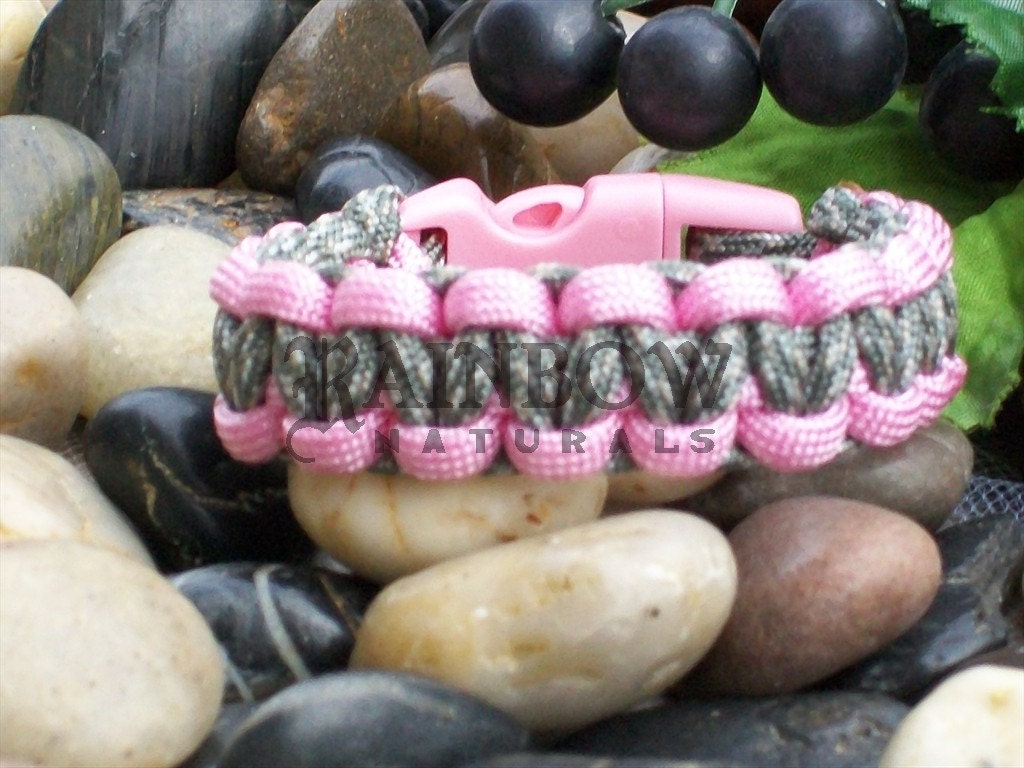 Military Spouse Paracord Survival Bracelet - ACU and Pink - 450 / 550 Para cord