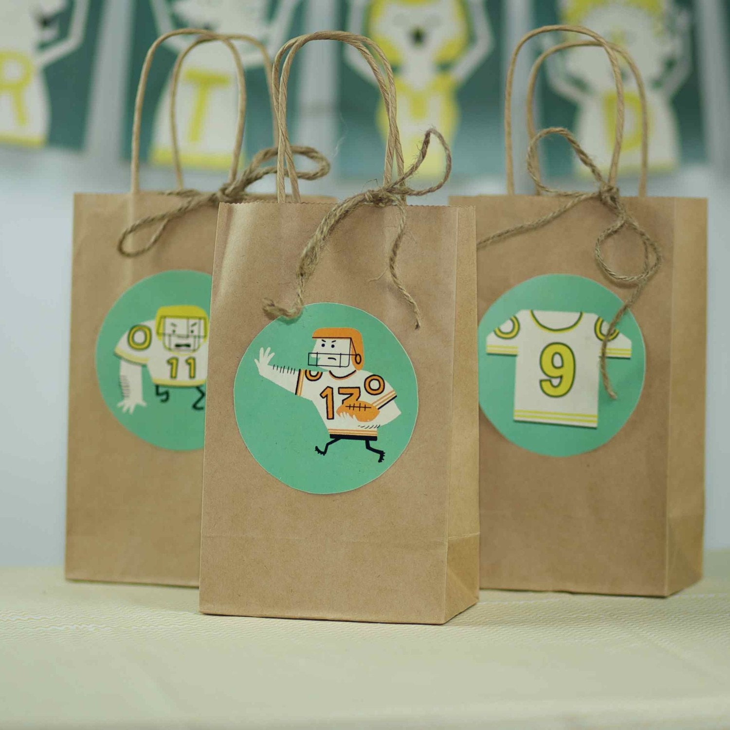 Football Party Favor Bag Birthday Circle Decals from the Football Fun DIY Printable Collection by Spaceships and Laser Beams