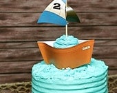Cupcake Wrapper (Boat) from the Vintage Fishing DIY Printable Collection by Spaceships and Laser Beams