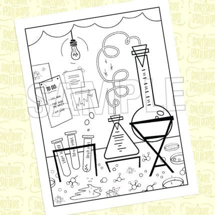Mad Science Birthday Party Coloring Page from the Mad Science DIY Printable Collection by Spaceships and Laser Beams