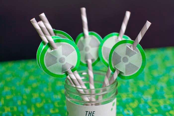 Mad Science Birthday Party Straw Decals from the Mad Science DIY Printable Collection by Spaceships and Laser Beams