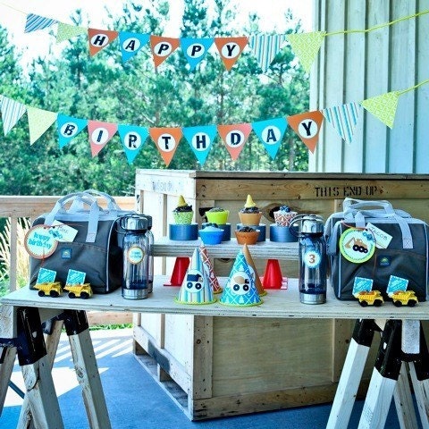 Truck Party Construction Birthday Caution Sign from the Construction Crew DIY Printable Collection by Spaceships and Laser Beams