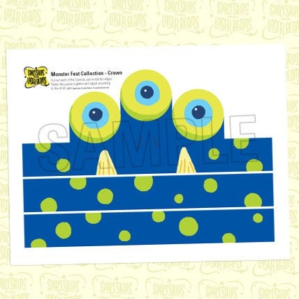 Monster Birthday Party Children's Party Crown (Royal Blue) a Monster Fest DIY Printable Collection by Spaceships and Laser Beams