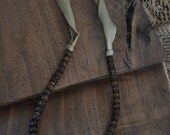 Handmade Light Sand Colored Leather and Wood Bead Necklace