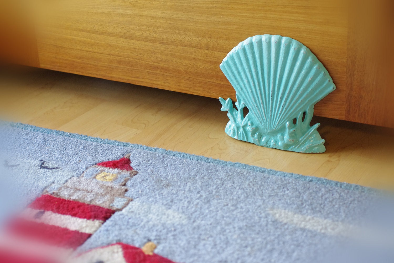 Beach Decor Cast Iron Scallop Shell Doorstop - PICK YOUR COLOR