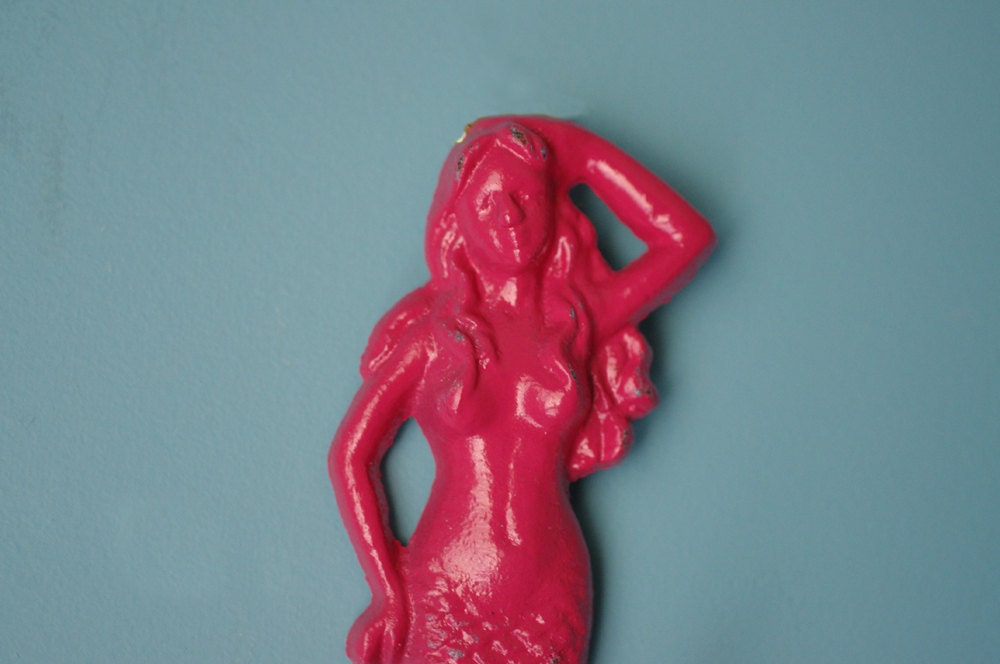 Beach Decor Mermaid Wall Hook - Cast Iron  - PICK YOUR COLOR