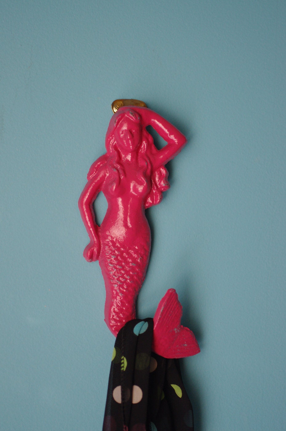 Beach Decor Mermaid Wall Hook - Cast Iron  - PICK YOUR COLOR