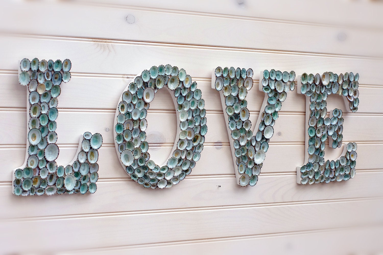 Beach Decor Seashell Covered Sign Letters - LOVE or Any 4-Lettered Word