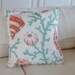 Beach Decor Coral and Seashell Pillow - 18x18 - Sea Foam and Coral
