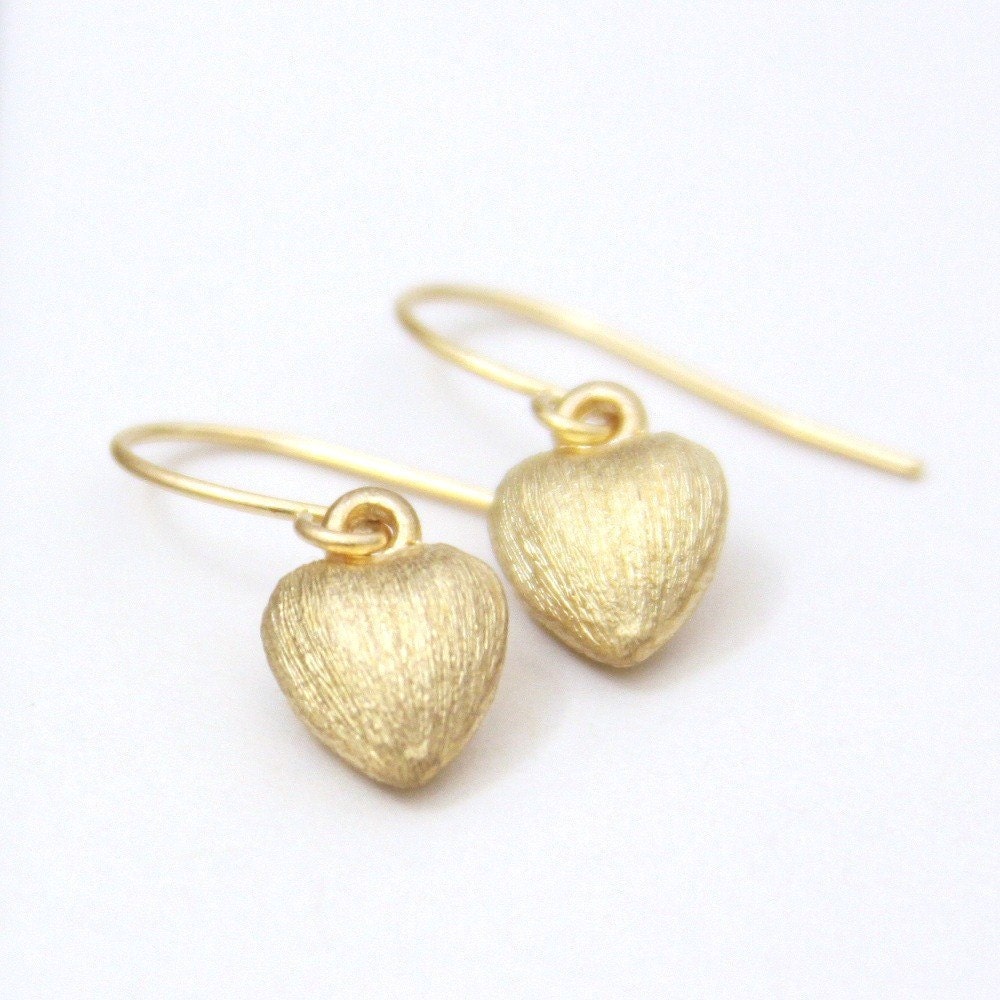 SALE. Sweetheart Petite Gold Earrings 16k Matte Finish