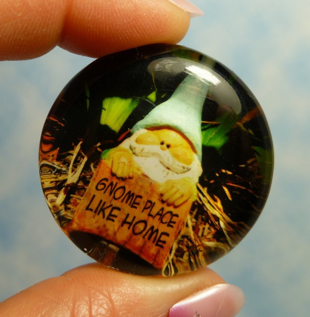 Gnome Place Like Home Glass Magnet