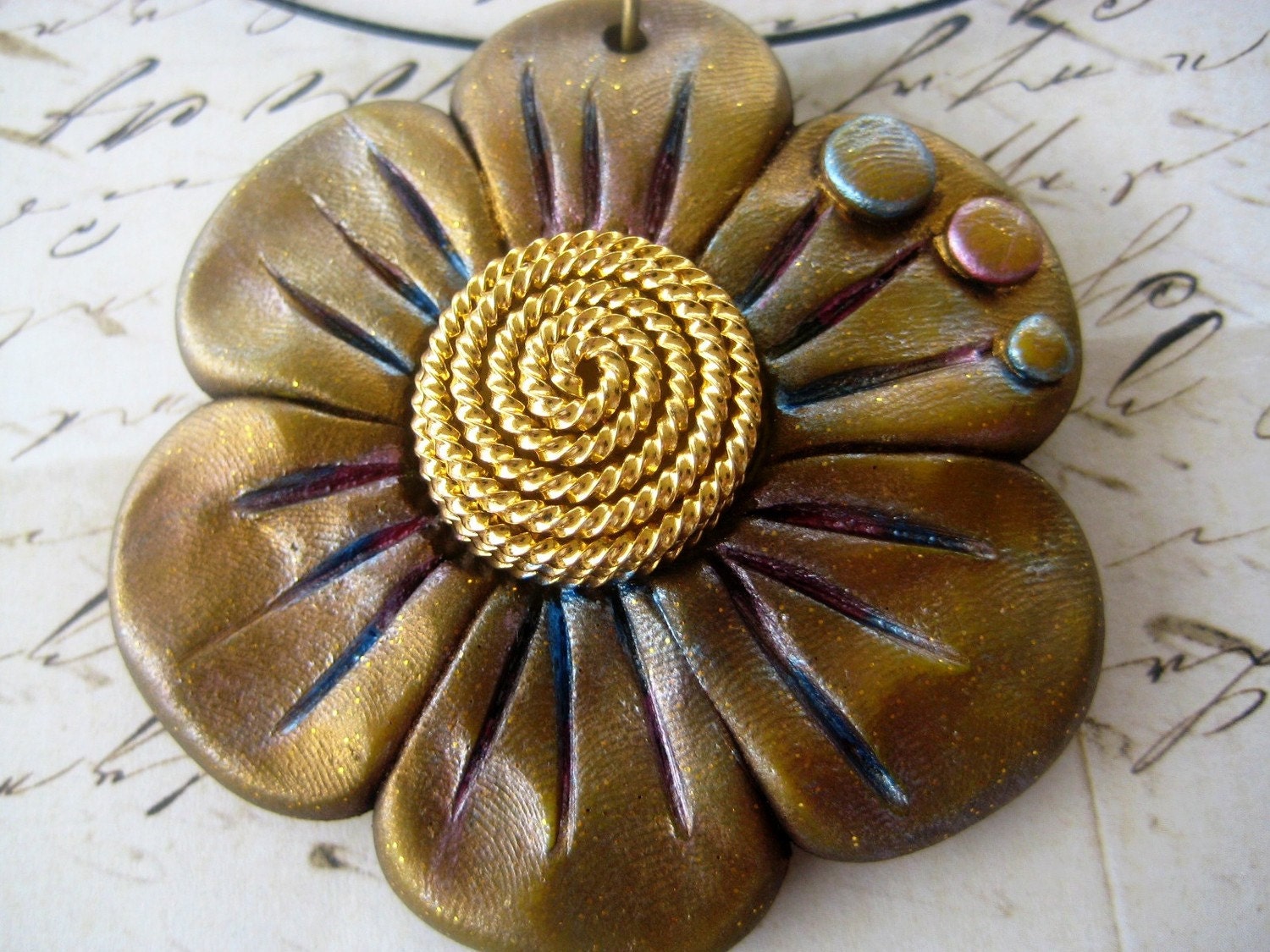 Large Rustic Flower Necklace