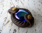 Blue Glass Steampunk Pendant