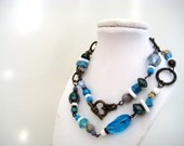 Short Necklace - Assembled Blue and Brass