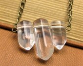 Clear Quartz Points & Antiqued Gold Chain Necklace