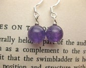 Purple Amethyst Earrings w/ Sterling Silver - Small Round