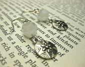 White Glass & Silver Drop Earrings