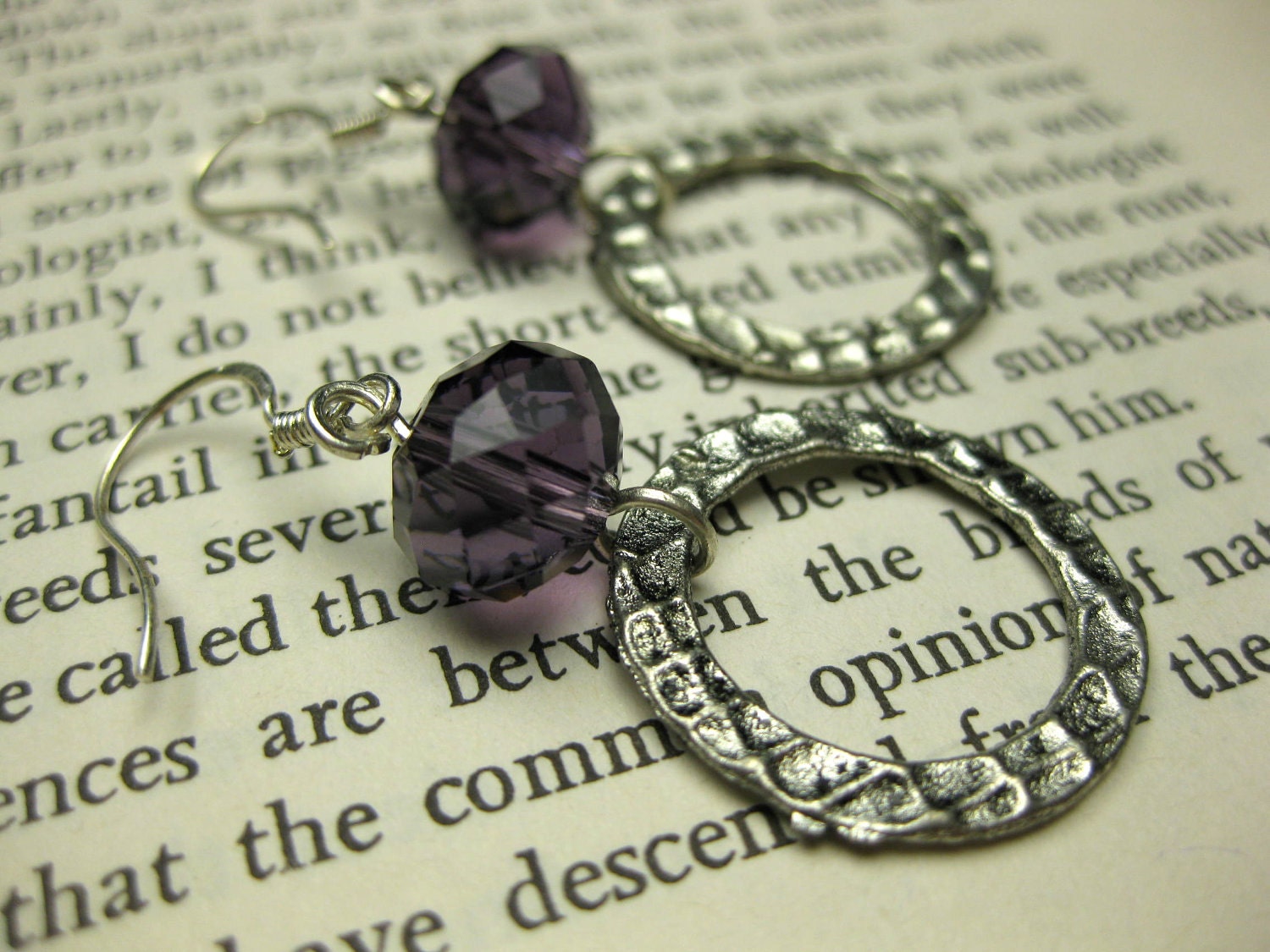 Purple Glass & Sterling Silver Earrings