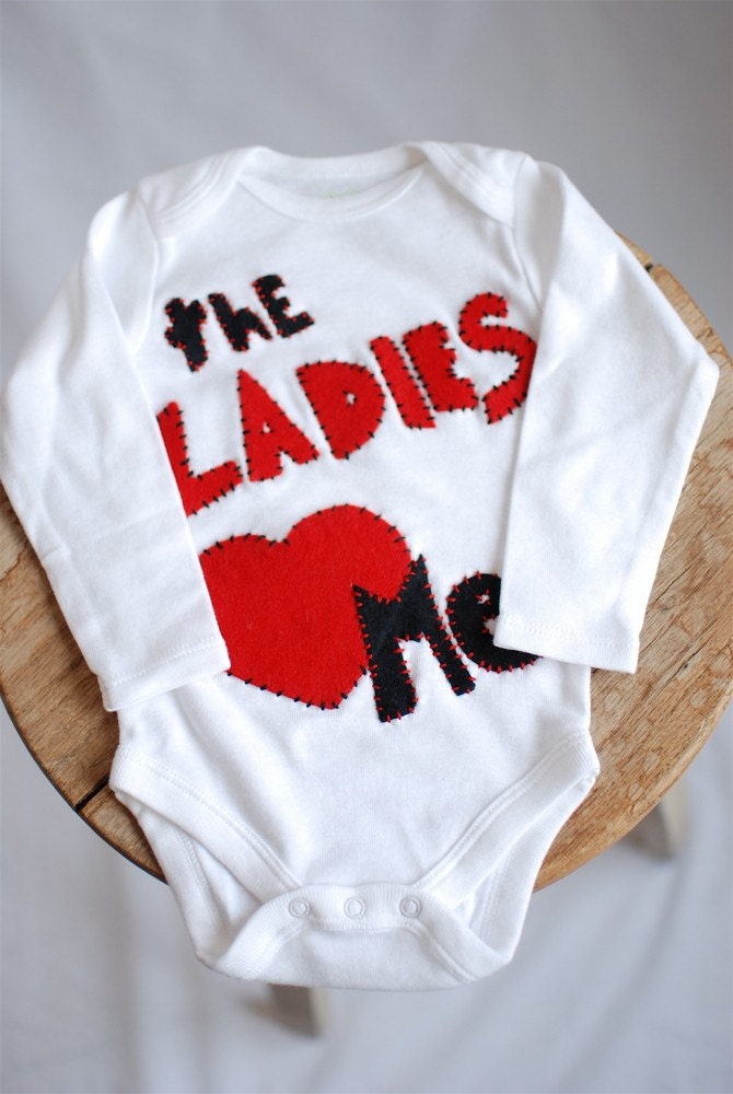Valentines day shirt, Ladies love me onesie long sleeve, valentines day, boy 0 to 3 month, 3 to 6 month, 6  12 month, 12 to 18 month