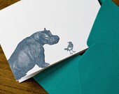 Hippo Birdy To You. (a letterpress birthday greeting in a single card & envelope)