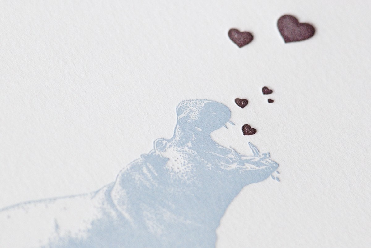 Hungry For Your Love (a hungry hungry hippo letterpress love note in a single card & envelope)