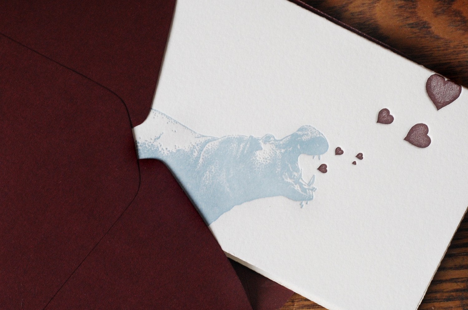 Hungry For Your Love (a hungry hungry hippo letterpress love note in a single card & envelope)