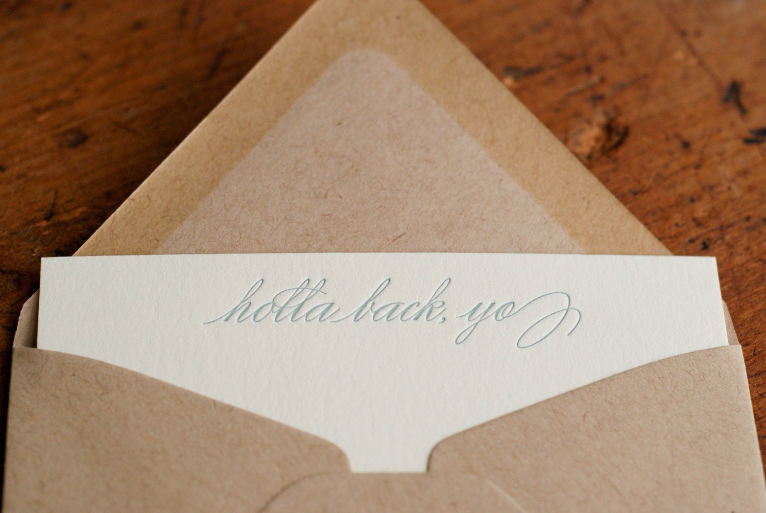 Holla Back, Yo (an almost proper conversation card in 6 letterpress printed notecards & envelopes)