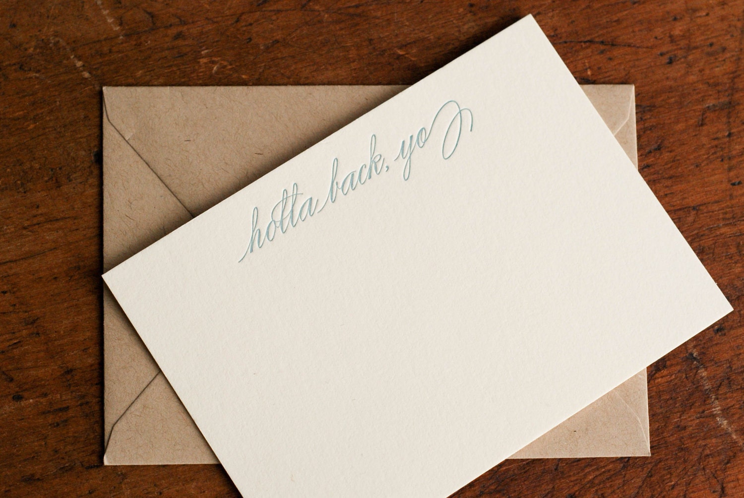 Holla Back, Yo (an almost proper conversation card in 6 letterpress printed notecards & envelopes)