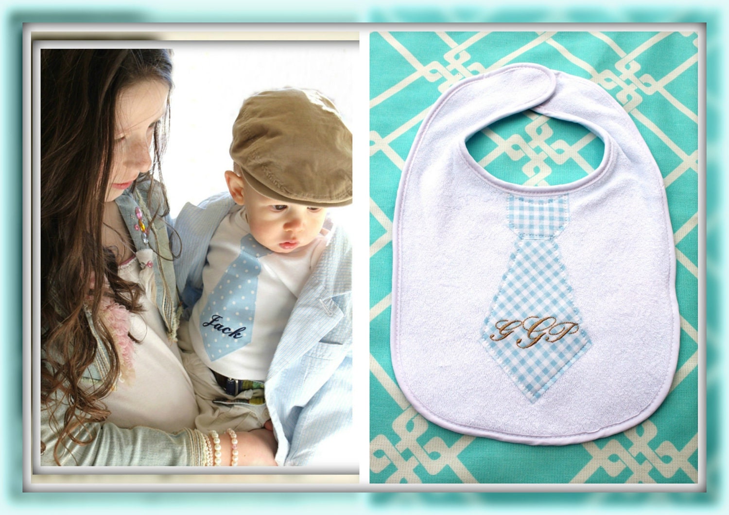 2 Baby Boy Necktie Personalized Bibs.  1st First Birthday Party Favor or Prop.  Little Man.  Any Tie, Any Wording on a White Bib.