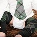 Monogrammed / Personalized Tie Onesie. English Plaid Gray / Grey, Black, Navy, White, Aqua, and Teal. Tartan Scottish Plaid