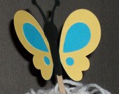 12 Butterfly Cupcake Toppers... READY TO SHIP ... Yellow Aqua Black ... clearance Il_170x135