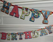 Happy Birthday Letter Banner ... Robots ... Orange Bright Green Blue Red ... adjustable ... READY TO SHIP Il_170x135