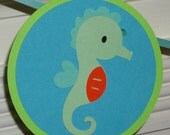 Under the Sea Happy Birthday Banner ...  4 Sea life Die Cuts ... Sun Sea Sand ... MADE TO ORDER ... Adjustable ... customize