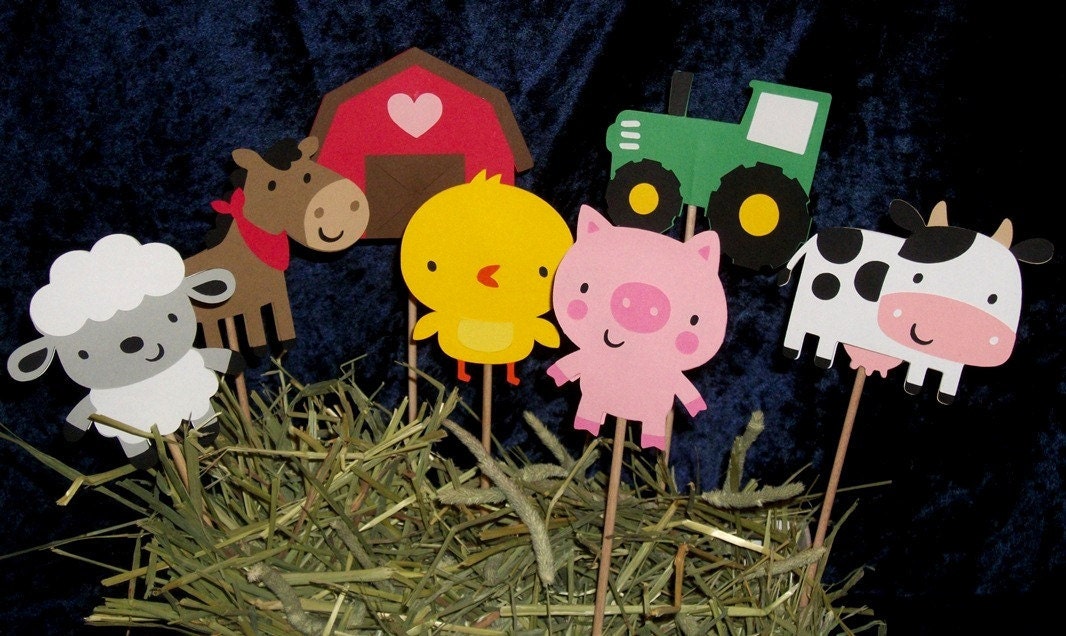 Barnyard Buddies Table Decorations ... MADE TO ORDER ... 6 Paper Pieced centerpieces ... choose your combination Il_570xn