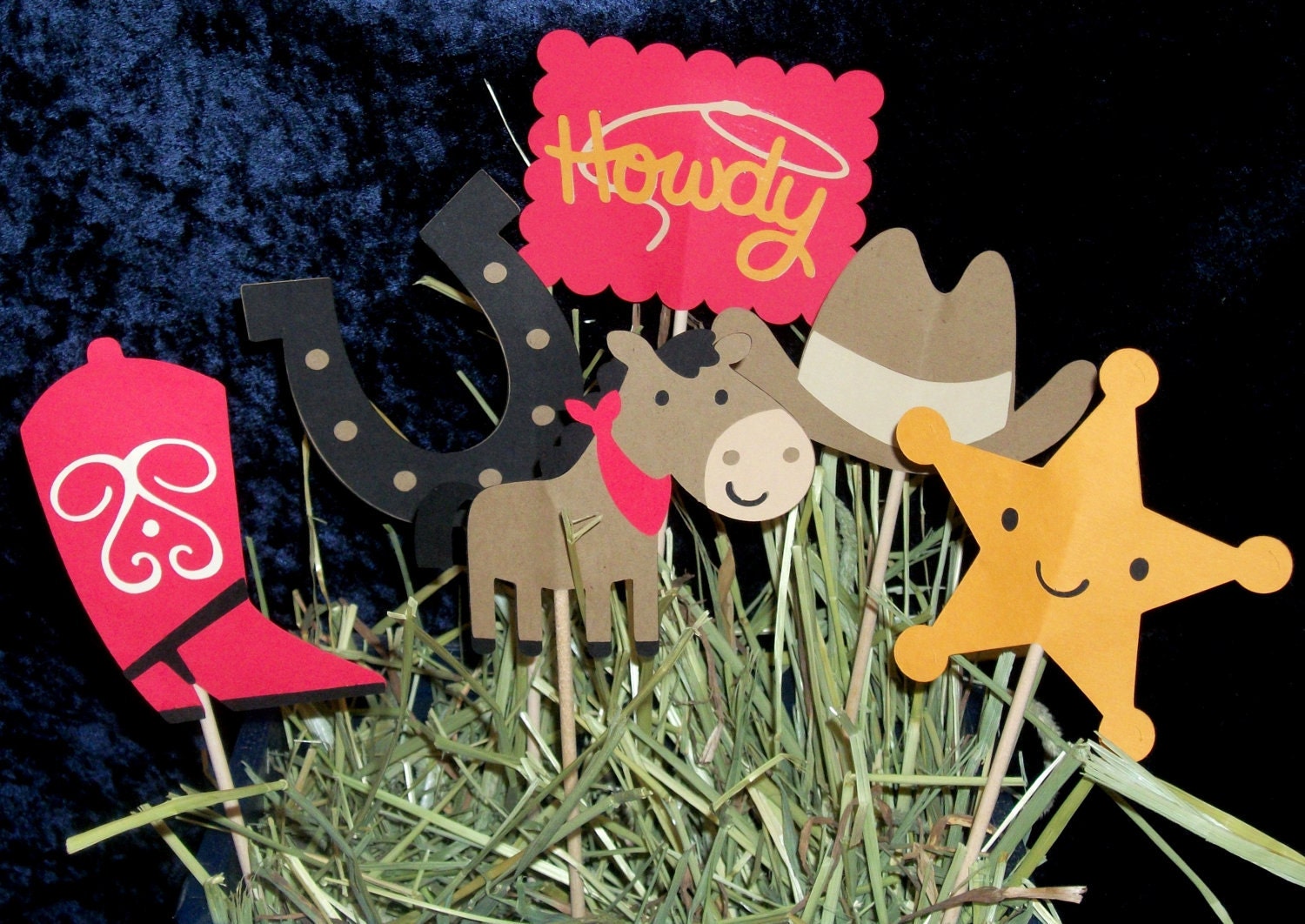 Cowboy or Cowgirl Table Decorations ... MADE TO ORDER ... 6 Paper Pieced centerpieces ... you choose the combination