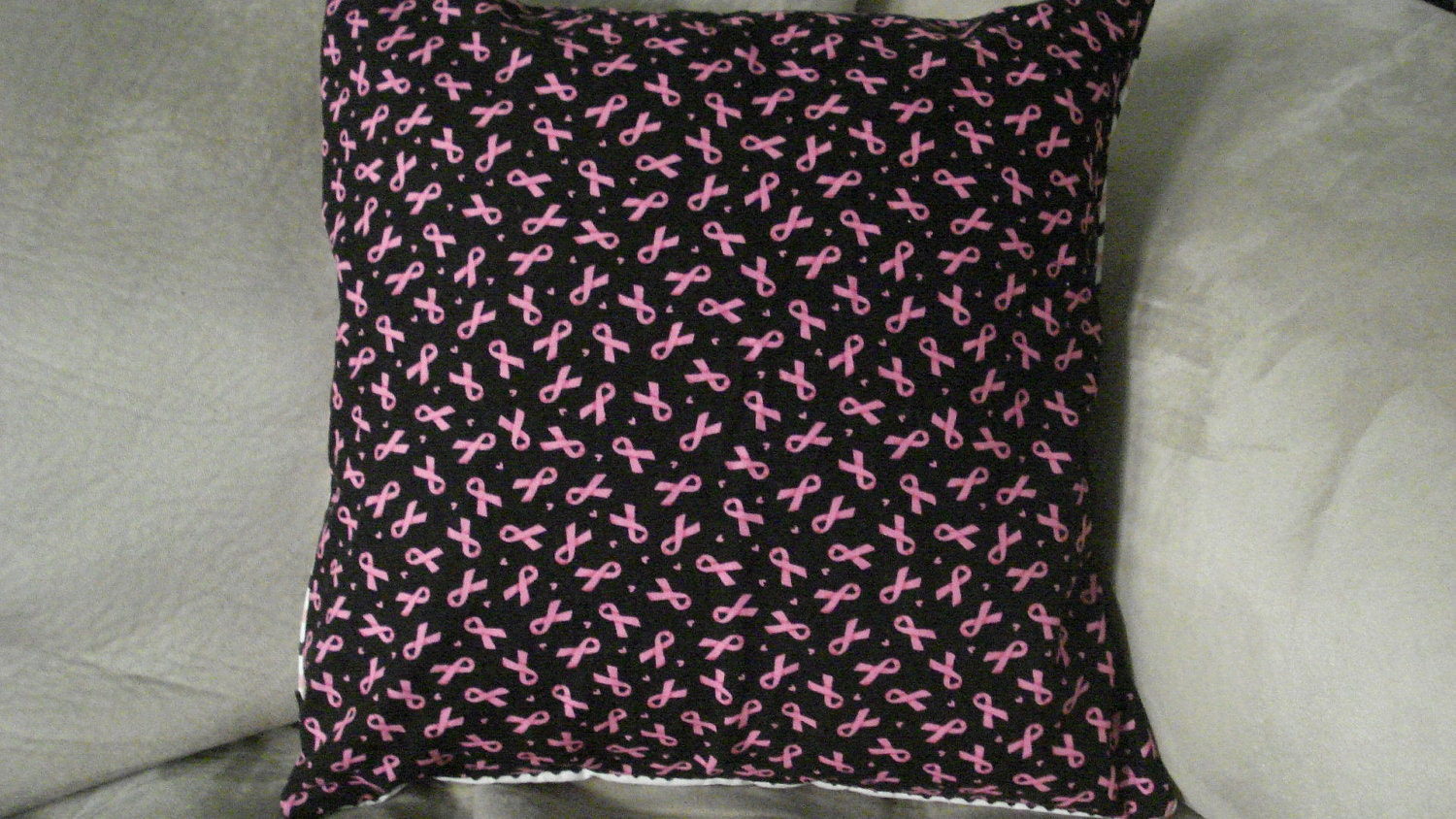 Pink Ribbon Pillow Cover, Double-Sided , 14 X 14