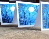 Fireflies Moon Tree Abstract Cards SMALL NOTECARD SET of 4 Fireflies in the Moonlight
