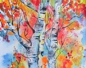 8 x 10   Bright Alders  Autumn Abstract  GICLEE PRINT Signed Art Print Flames of Autumn