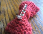Hand Knit Bow Pin