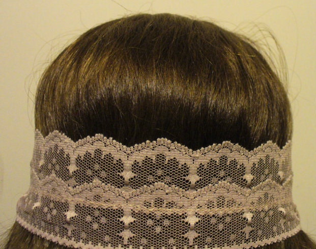 Tiered Pale Pink Lace & Elastic Headband