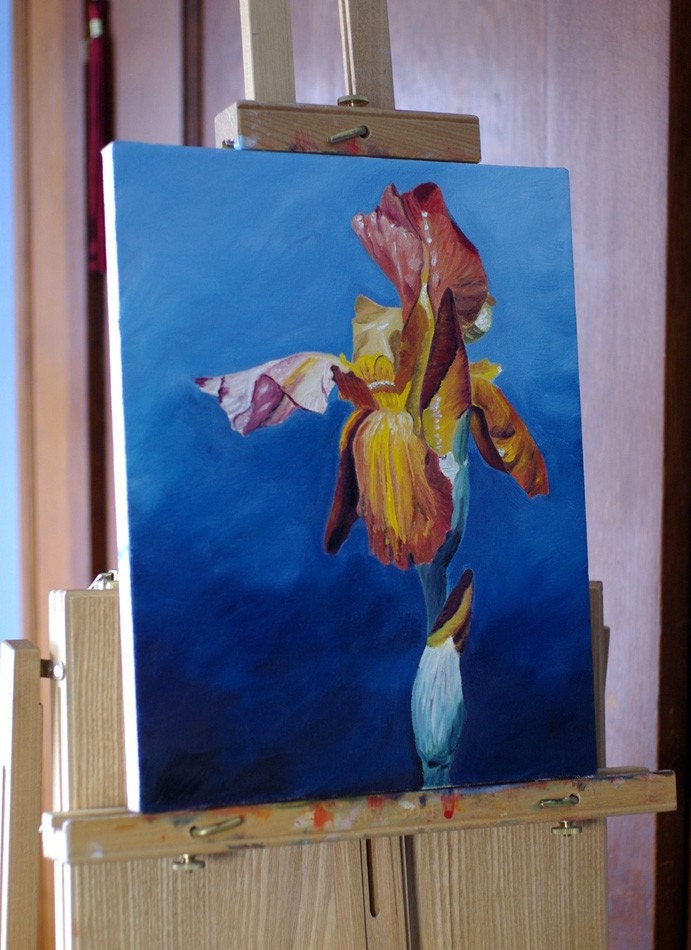 Iris Oil Painting on Stretched Canvas