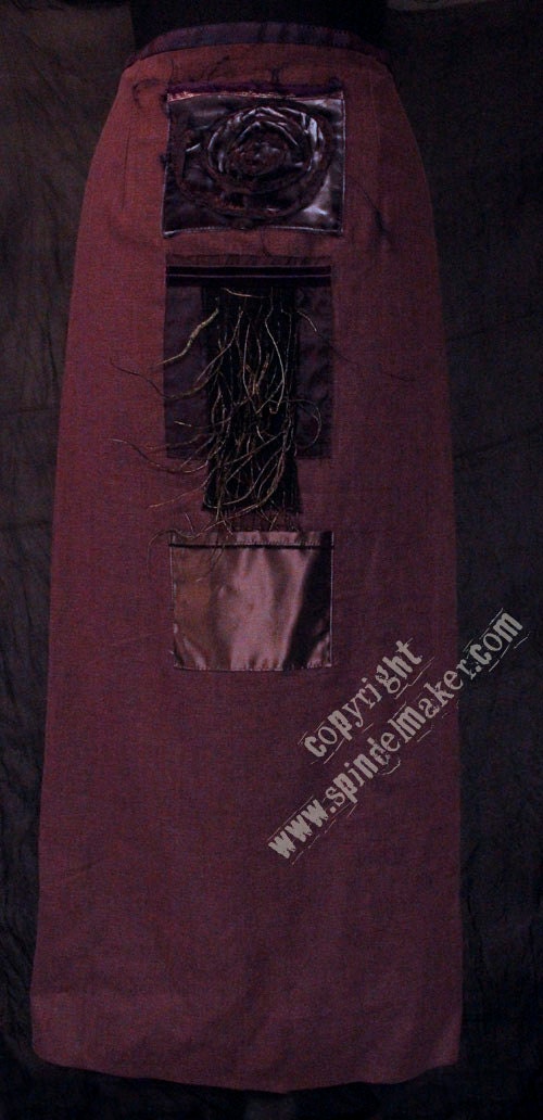 Purple linen apron with pockets