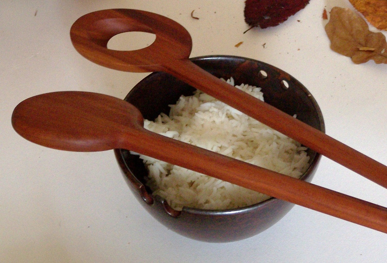 Wooden stirrer serving spoons, fruitwood, handmade in England