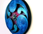 Wall Sculpture Abstract  Art Large Original 3D Painting Blue Circle