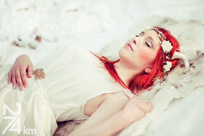Johanna flower crown tiara circlet ivory bridal